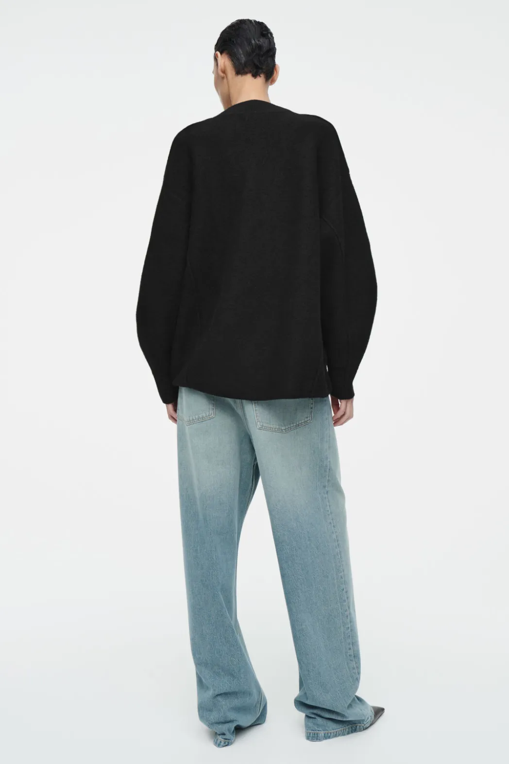 Discount COS OVERSIZED BOILED MERINO WOOL CARDIGAN BLACK