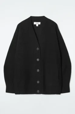 Discount COS OVERSIZED BOILED MERINO WOOL CARDIGAN BLACK