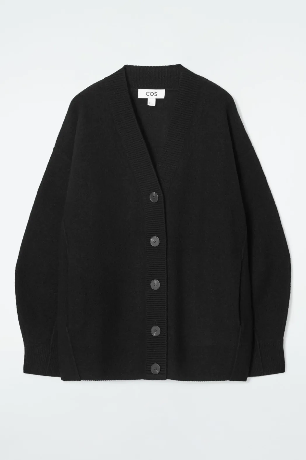 Discount COS OVERSIZED BOILED MERINO WOOL CARDIGAN BLACK