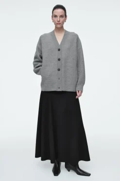 Hot COS OVERSIZED BOILED MERINO WOOL CARDIGAN LIGHT GRAY
