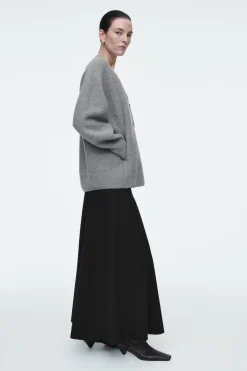 Hot COS OVERSIZED BOILED MERINO WOOL CARDIGAN LIGHT GRAY