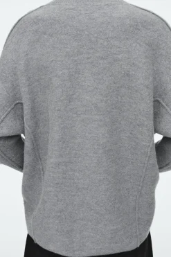 Hot COS OVERSIZED BOILED MERINO WOOL CARDIGAN LIGHT GRAY