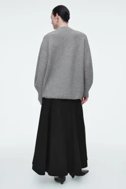 Hot COS OVERSIZED BOILED MERINO WOOL CARDIGAN LIGHT GRAY