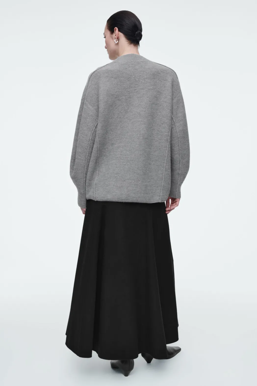 Hot COS OVERSIZED BOILED MERINO WOOL CARDIGAN LIGHT GRAY