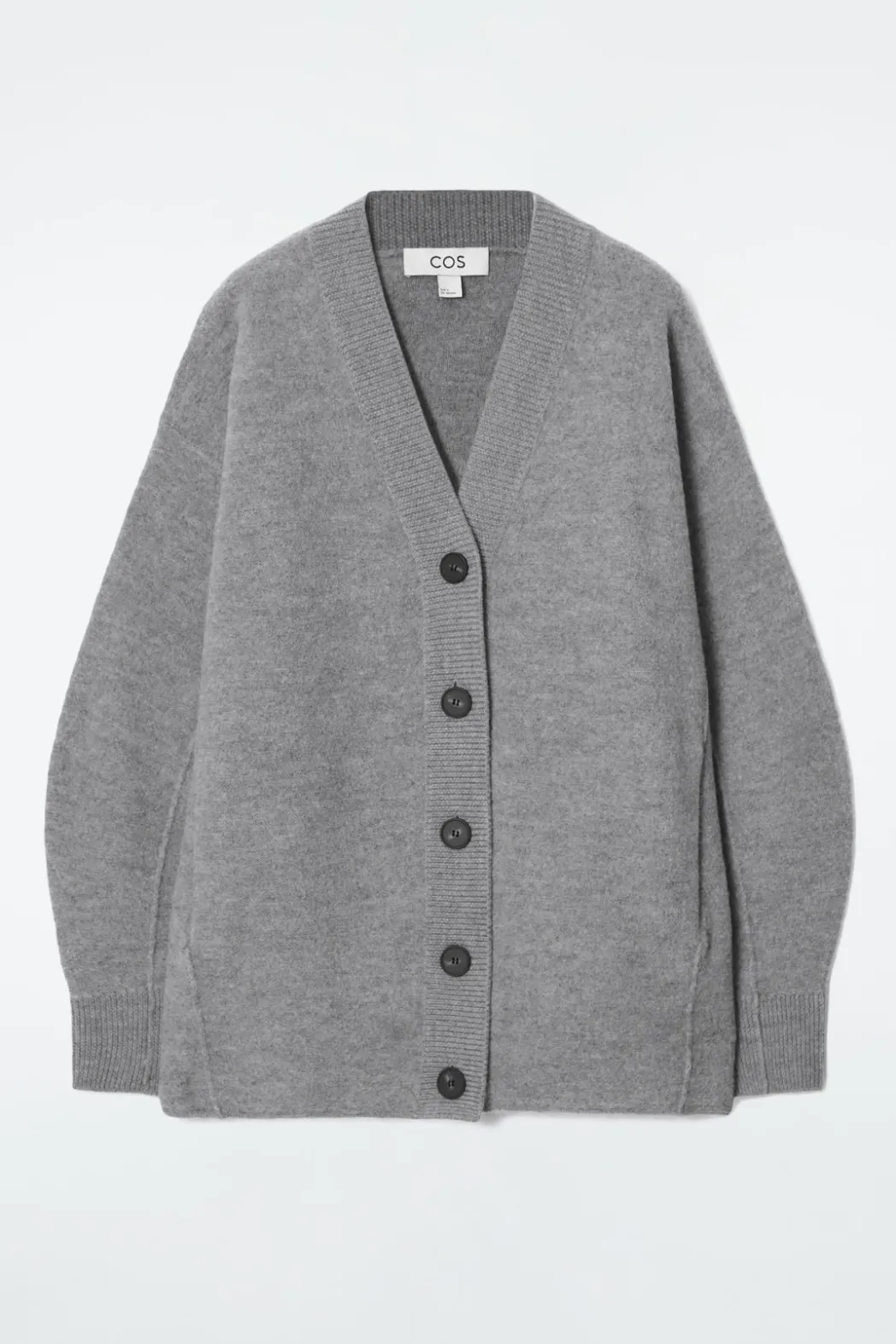 Hot COS OVERSIZED BOILED MERINO WOOL CARDIGAN LIGHT GRAY
