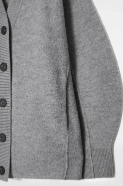 Hot COS OVERSIZED BOILED MERINO WOOL CARDIGAN LIGHT GRAY