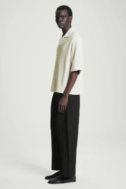 Hot COS OVERSIZED BOUCLÉ-KNIT POLO SHIRT LIGHT GRAY