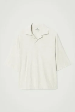 Hot COS OVERSIZED BOUCLÉ-KNIT POLO SHIRT LIGHT GRAY