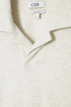 Hot COS OVERSIZED BOUCLÉ-KNIT POLO SHIRT LIGHT GRAY