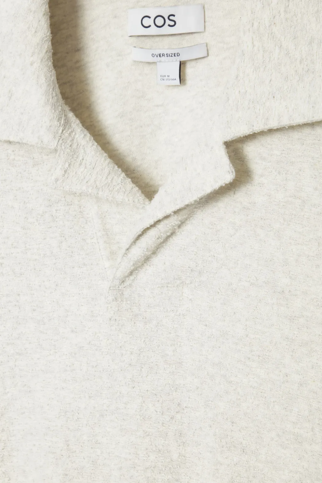 Hot COS OVERSIZED BOUCLÉ-KNIT POLO SHIRT LIGHT GRAY