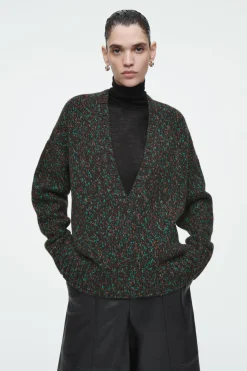 COS OVERSIZED CHUNKY FLECKED WOOL SWEATER BROWN