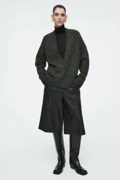 COS OVERSIZED CHUNKY FLECKED WOOL SWEATER BROWN