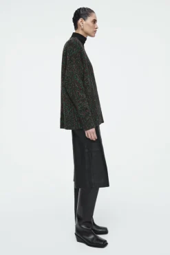 COS OVERSIZED CHUNKY FLECKED WOOL SWEATER BROWN