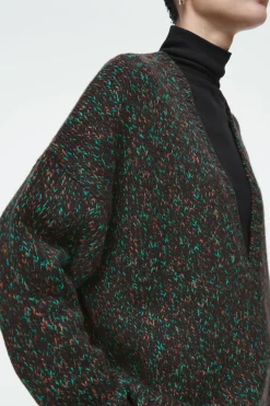 COS OVERSIZED CHUNKY FLECKED WOOL SWEATER BROWN