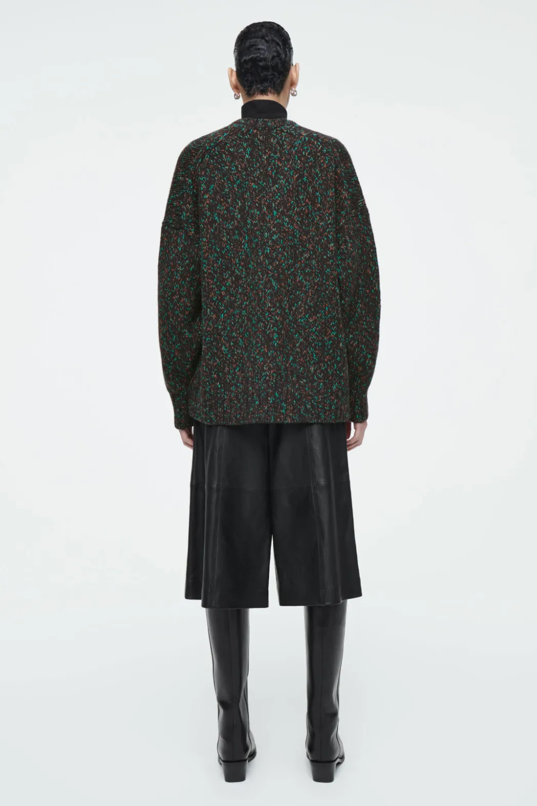 COS OVERSIZED CHUNKY FLECKED WOOL SWEATER BROWN