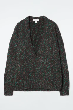 COS OVERSIZED CHUNKY FLECKED WOOL SWEATER BROWN