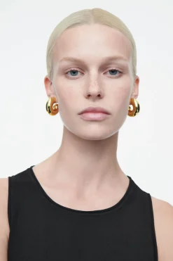 New COS OVERSIZED CHUNKY HOOP EARRINGS GOLD