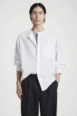 Sale COS OVERSIZED COCOON COTTON SHIRT WHITE