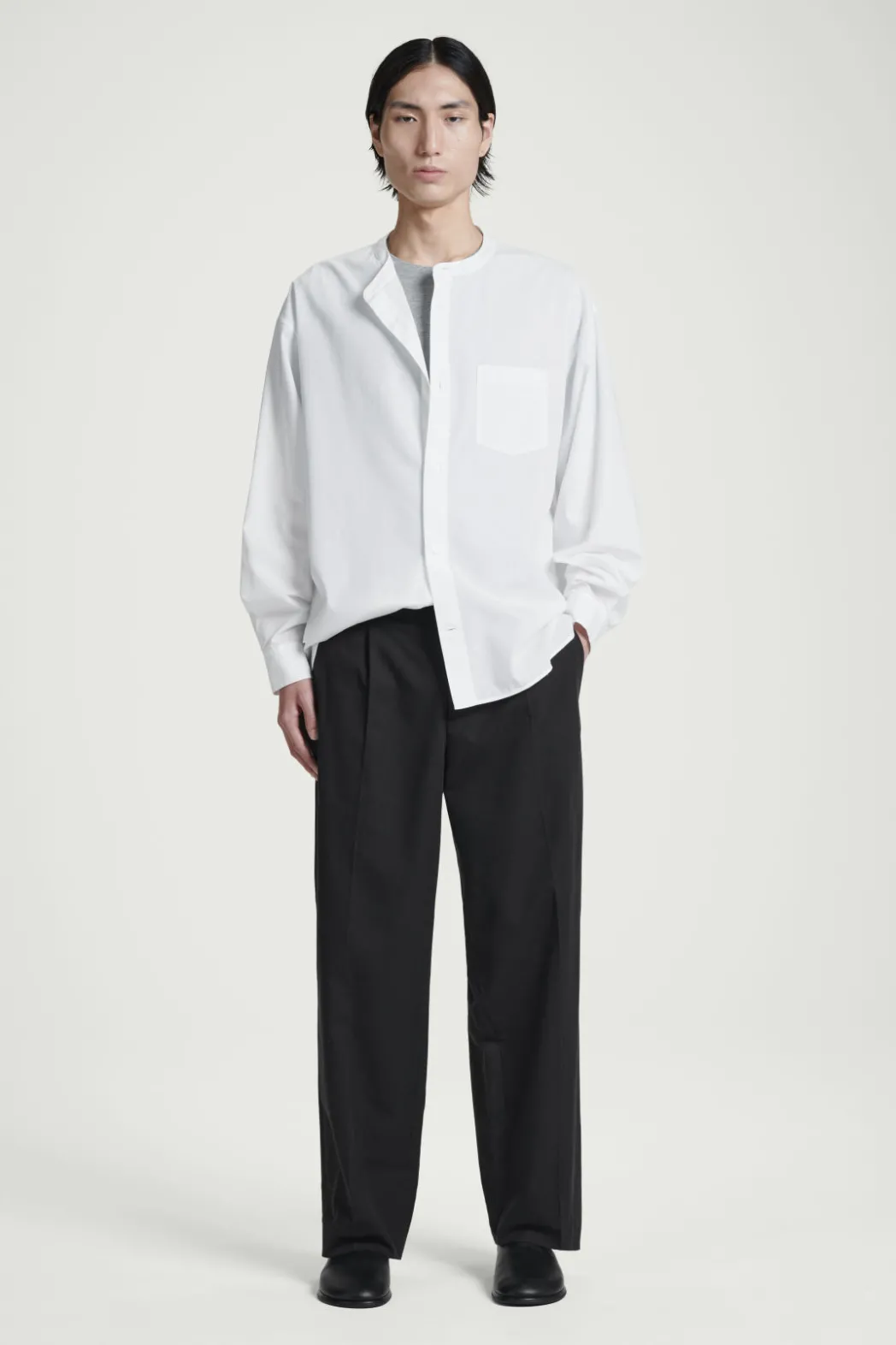 Sale COS OVERSIZED COCOON COTTON SHIRT WHITE