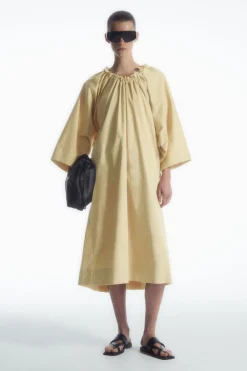 Hot COS OVERSIZED COTTON MIDI DRESS BEIGE
