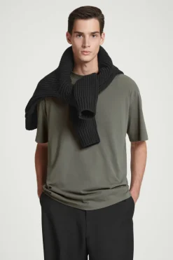COS OVERSIZED COTTON T-SHIRT DARK GREEN