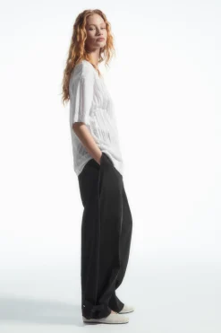 Outlet COS OVERSIZED CRINKLED JERSEY T-SHIRT WHITE