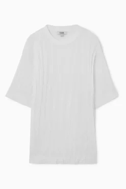 Outlet COS OVERSIZED CRINKLED JERSEY T-SHIRT WHITE