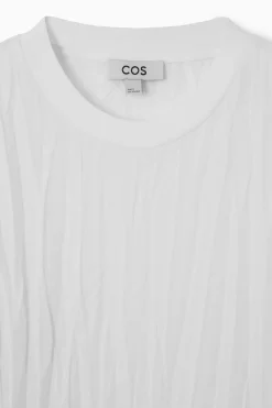 Outlet COS OVERSIZED CRINKLED JERSEY T-SHIRT WHITE