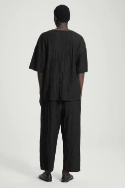 Hot COS OVERSIZED CRINKLED-TEXTURE T-SHIRT BLACK