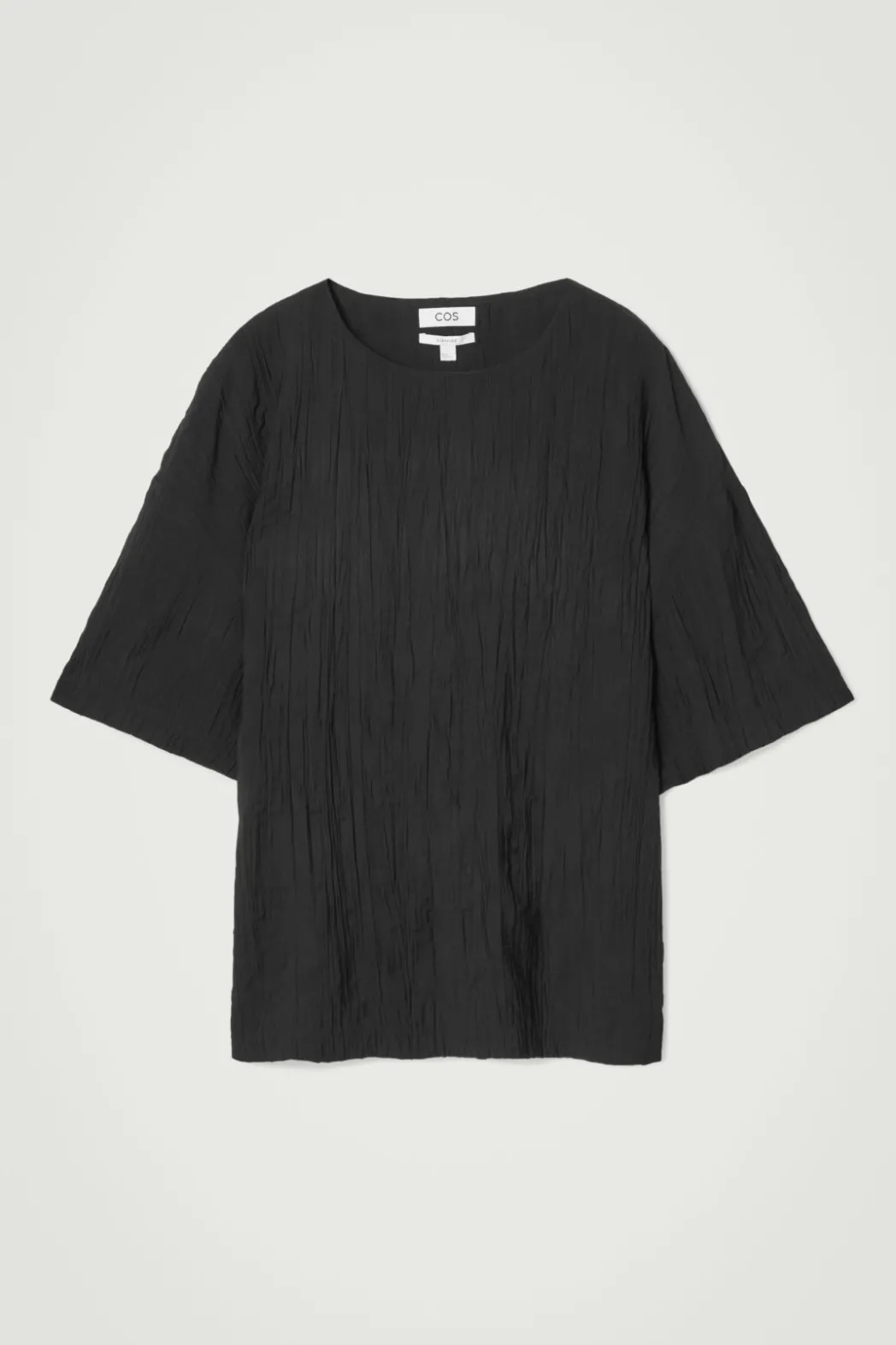 Hot COS OVERSIZED CRINKLED-TEXTURE T-SHIRT BLACK
