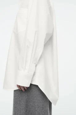 Outlet COS OVERSIZED CURVED-HEM SHIRT WHITE