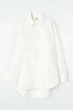 Outlet COS OVERSIZED CURVED-HEM SHIRT WHITE