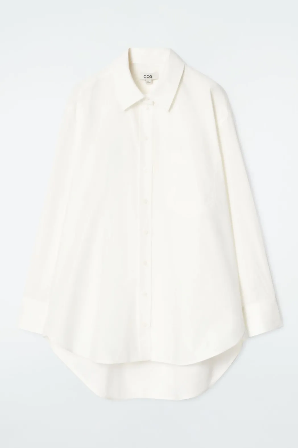 Outlet COS OVERSIZED CURVED-HEM SHIRT WHITE