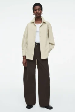 Clearance COS OVERSIZED CURVED-HEM SHIRT LIGHT KHAKI