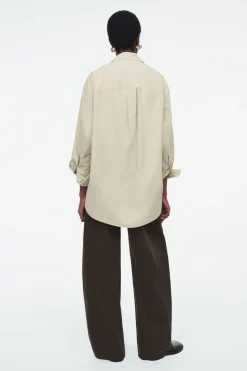 Clearance COS OVERSIZED CURVED-HEM SHIRT LIGHT KHAKI