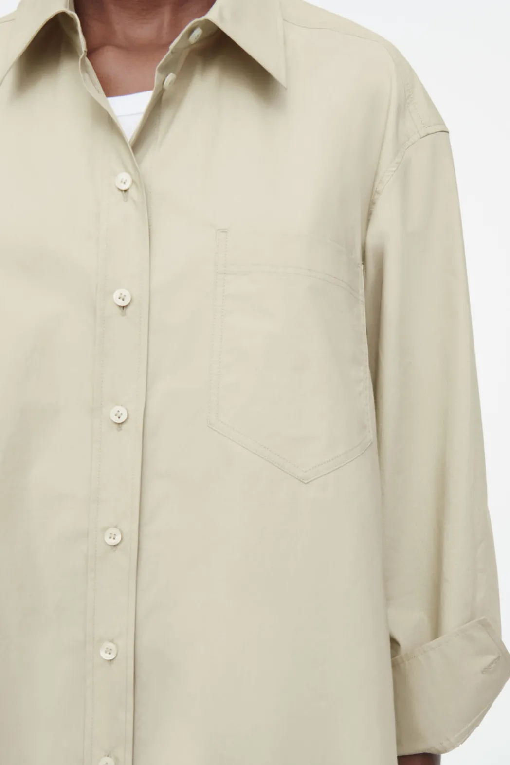 Clearance COS OVERSIZED CURVED-HEM SHIRT LIGHT KHAKI