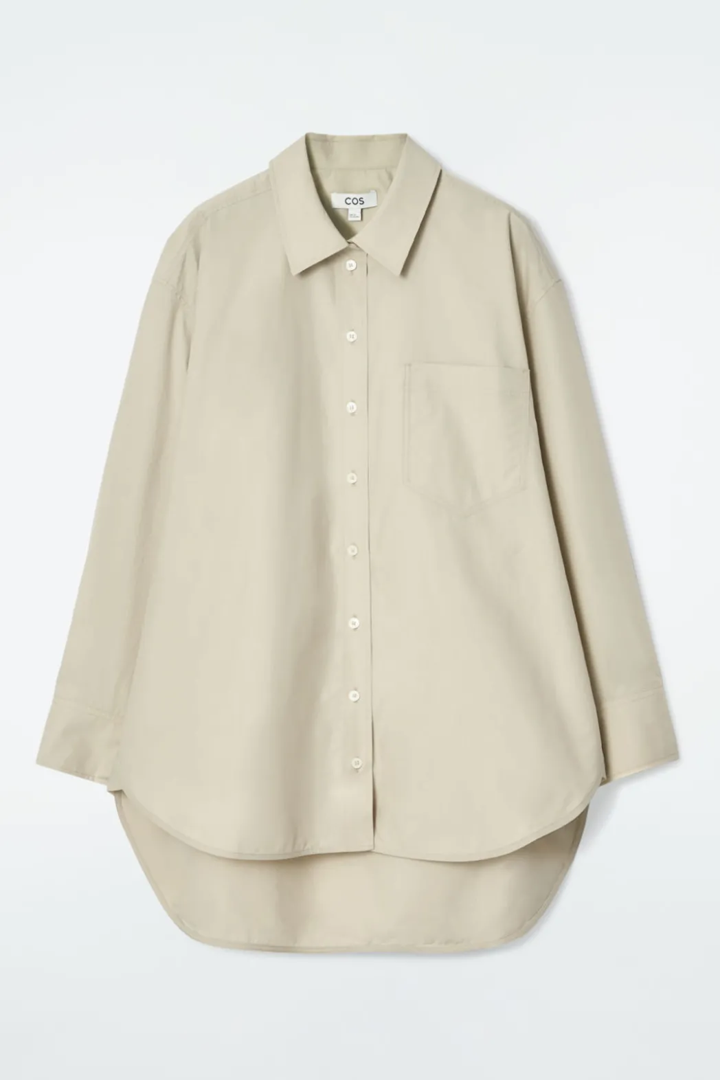 Clearance COS OVERSIZED CURVED-HEM SHIRT LIGHT KHAKI