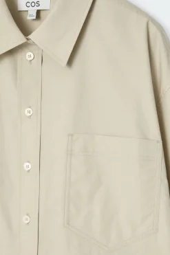 Clearance COS OVERSIZED CURVED-HEM SHIRT LIGHT KHAKI