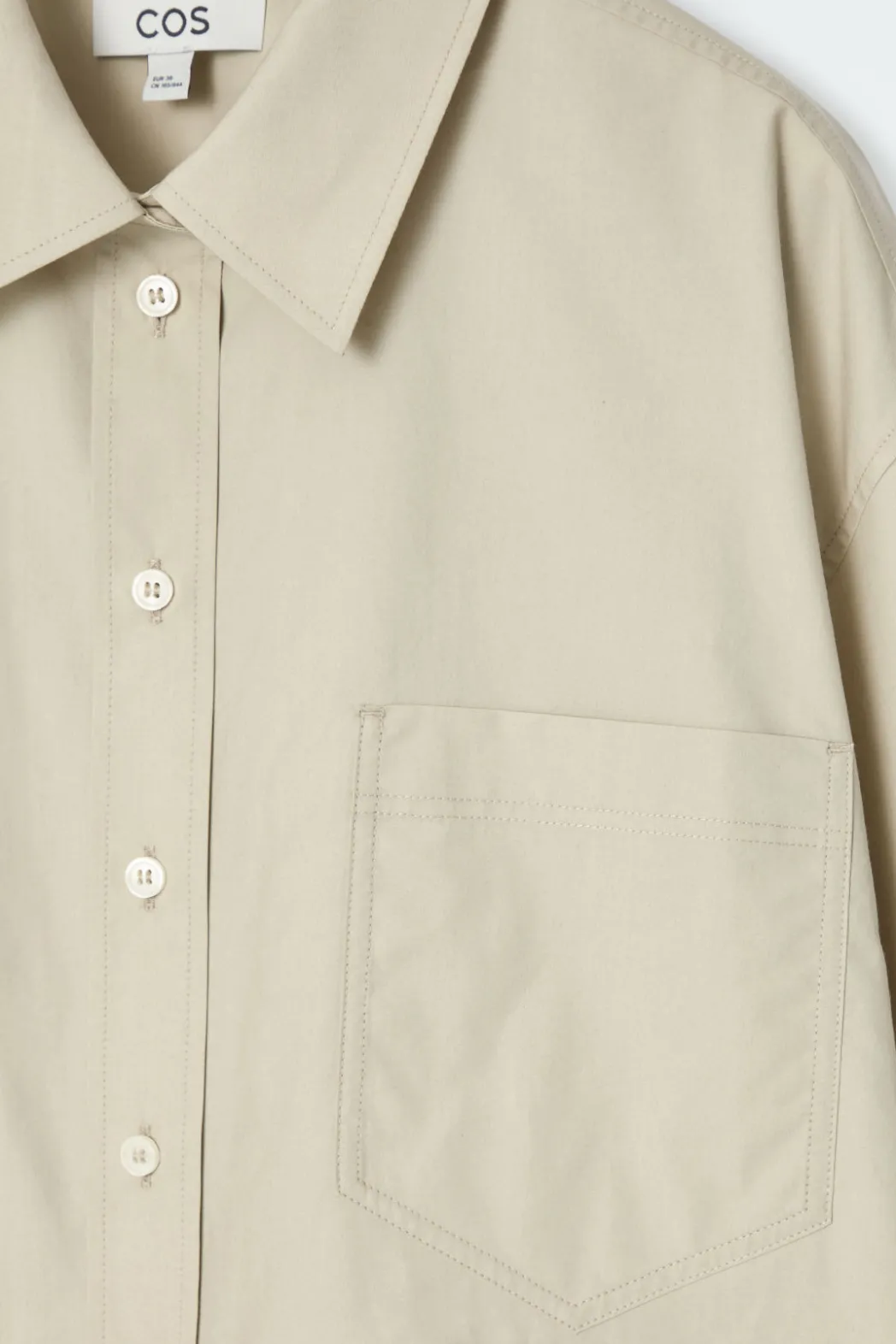 Clearance COS OVERSIZED CURVED-HEM SHIRT LIGHT KHAKI