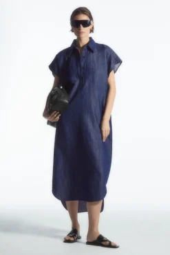 Outlet COS OVERSIZED DENIM MIDI SHIRT DRESS INDIGO