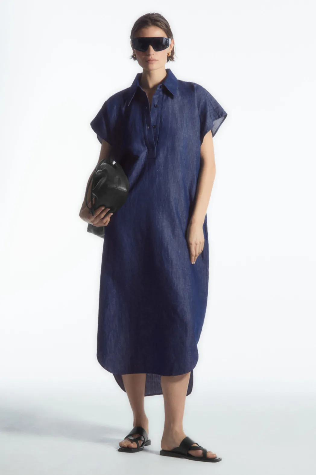 Outlet COS OVERSIZED DENIM MIDI SHIRT DRESS INDIGO