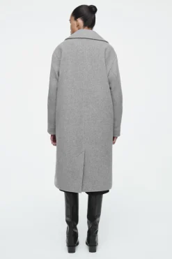 New COS OVERSIZED DOUBLE-BREASTED WOOL COAT GRAY