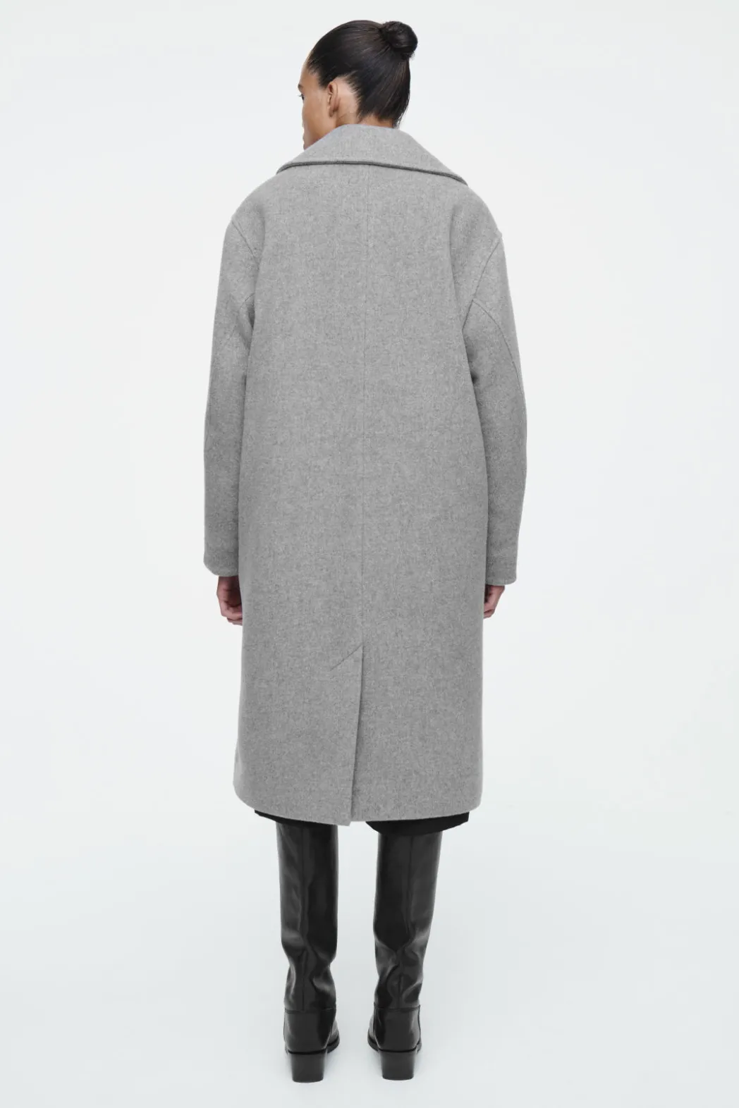 New COS OVERSIZED DOUBLE-BREASTED WOOL COAT GRAY