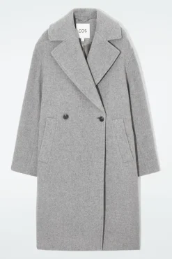New COS OVERSIZED DOUBLE-BREASTED WOOL COAT GRAY