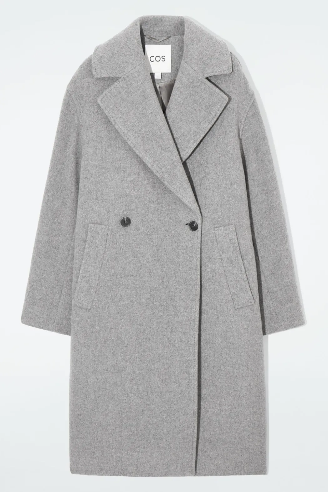 New COS OVERSIZED DOUBLE-BREASTED WOOL COAT GRAY