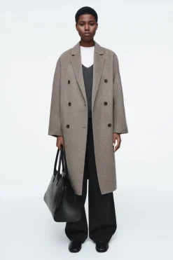 Hot COS OVERSIZED DOUBLE-BREASTED WOOL COAT DARK BEIGE