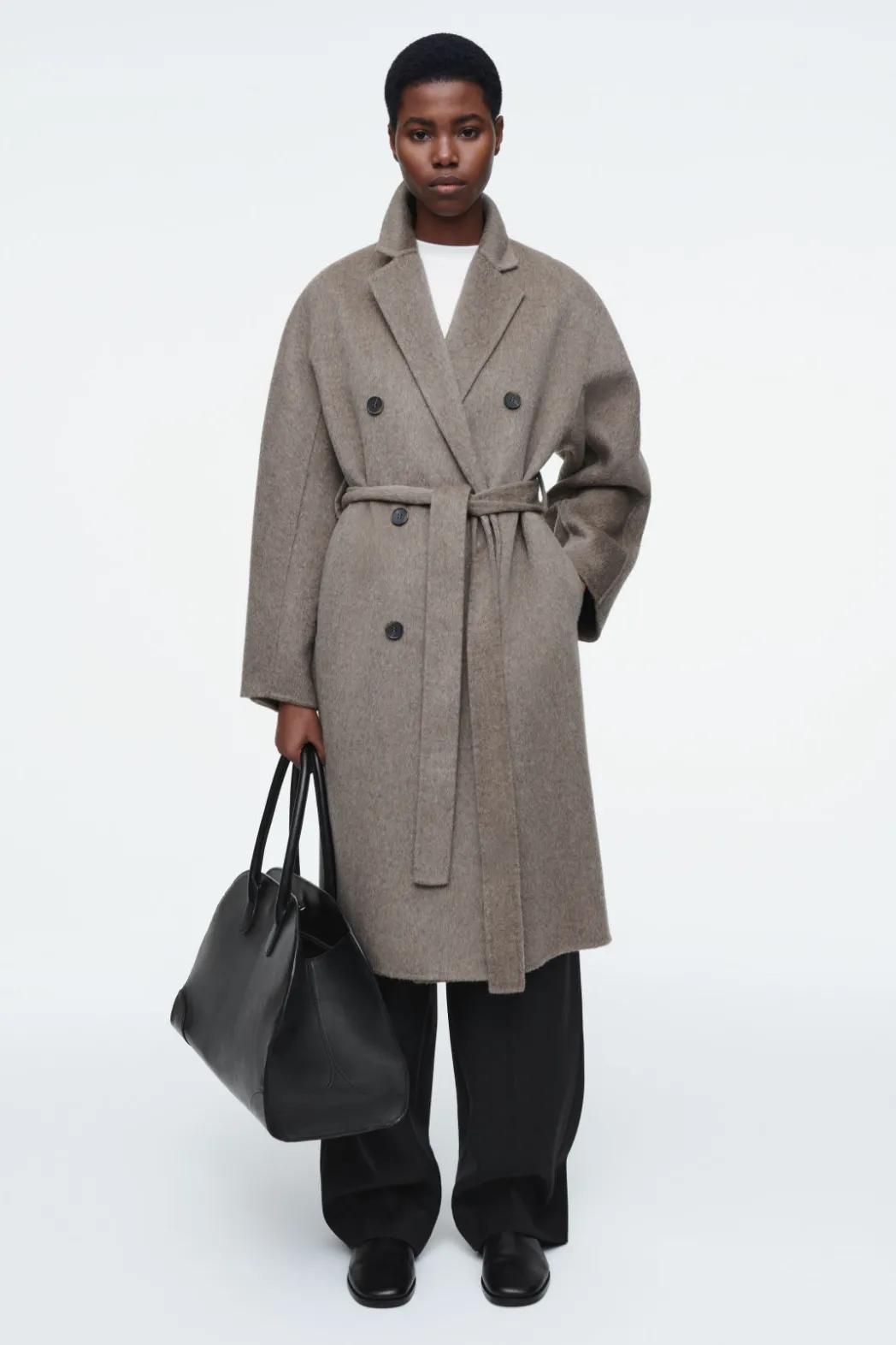 Hot COS OVERSIZED DOUBLE-BREASTED WOOL COAT DARK BEIGE