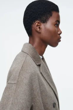 Hot COS OVERSIZED DOUBLE-BREASTED WOOL COAT DARK BEIGE