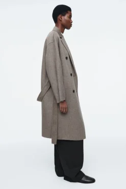 Hot COS OVERSIZED DOUBLE-BREASTED WOOL COAT DARK BEIGE