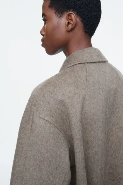 Hot COS OVERSIZED DOUBLE-BREASTED WOOL COAT DARK BEIGE